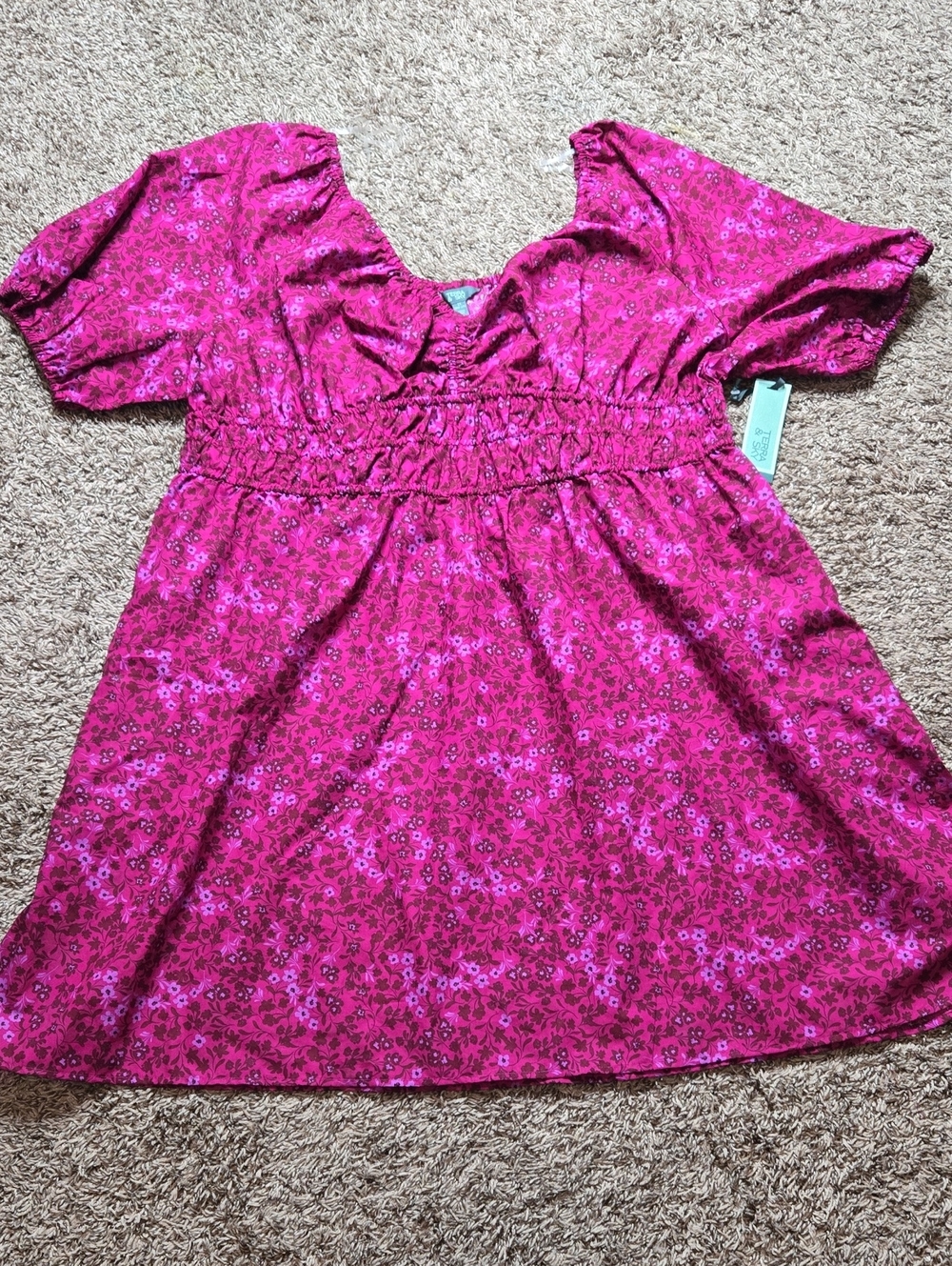 Terra & Sky Mini Cinched 2X 20W - 22W Plus Size Dress Dark Azalea